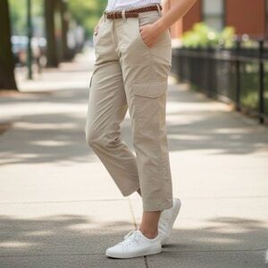 London Jean Khaki Cotton Cargo Pants Lagenlook Gorpcore Utilitycore